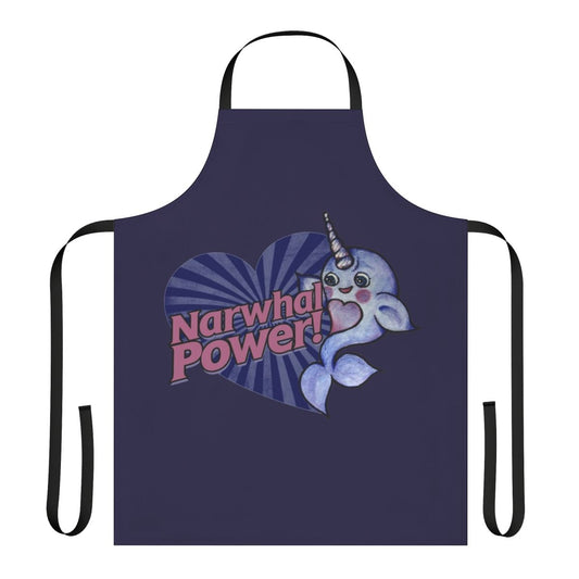 A stylish and functional apron featuring a playful narwhal design, perfect for the kitchen or creative projects.