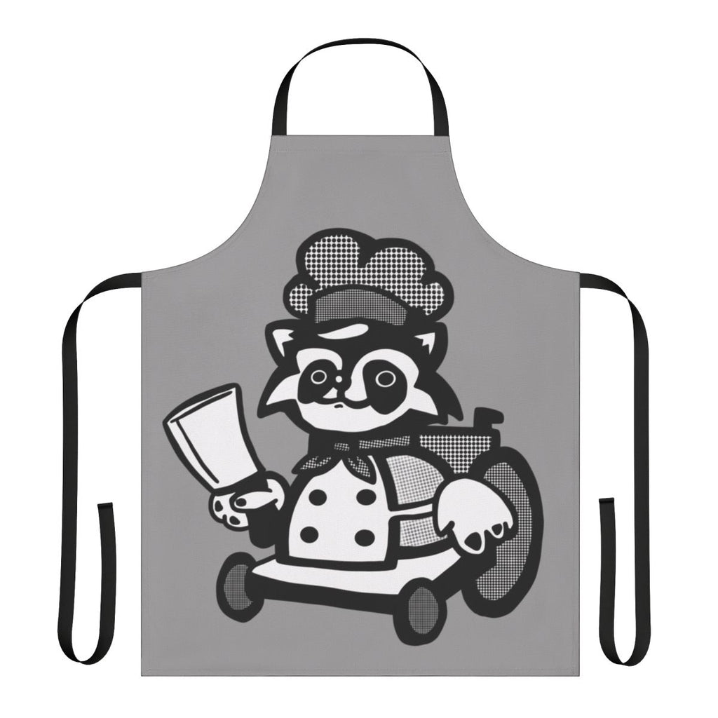 Overcooked raccoon graphic printed on a durable apron