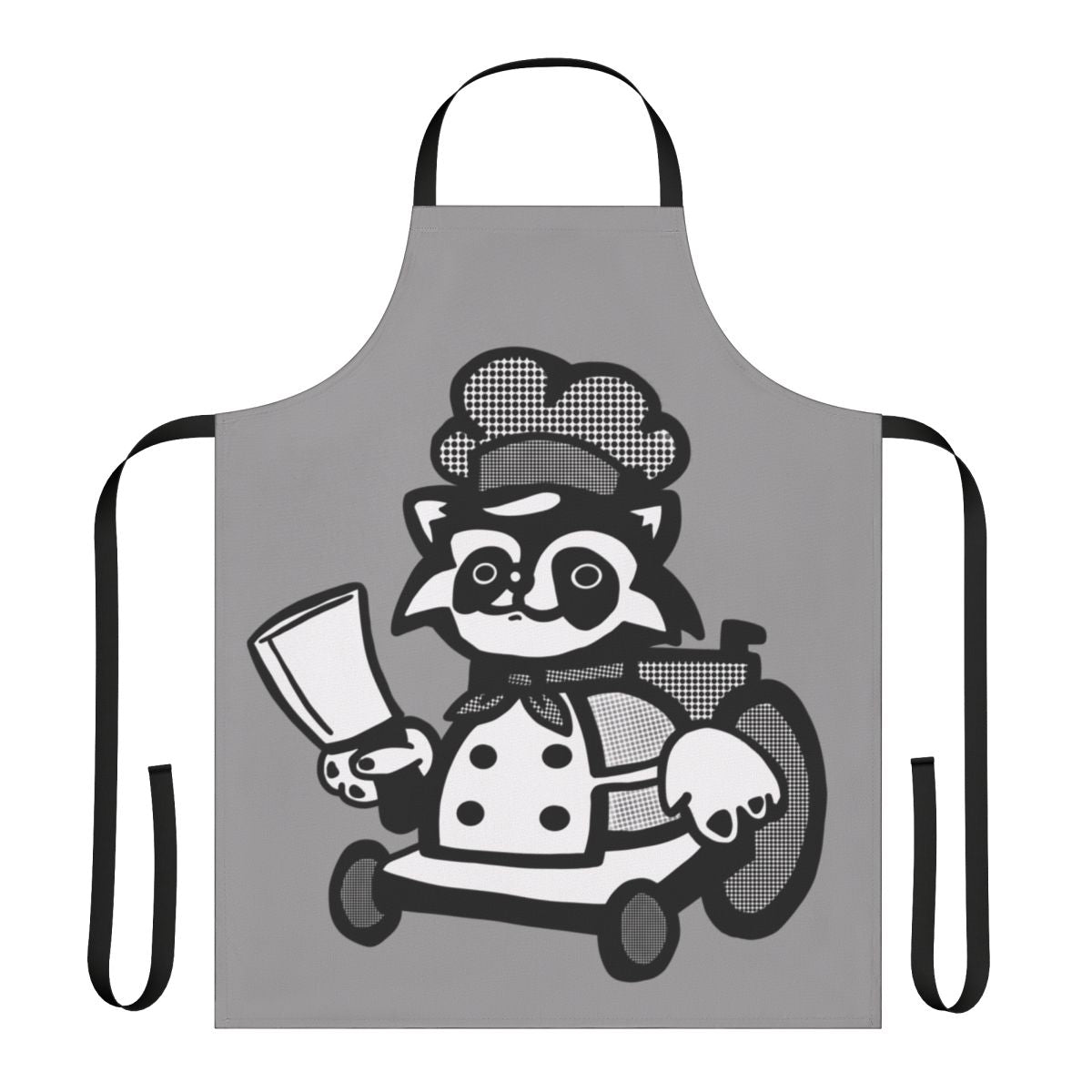 Overcooked raccoon graphic printed on a durable apron