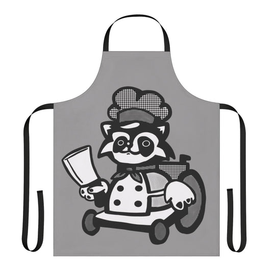 Overcooked raccoon graphic printed on a durable apron