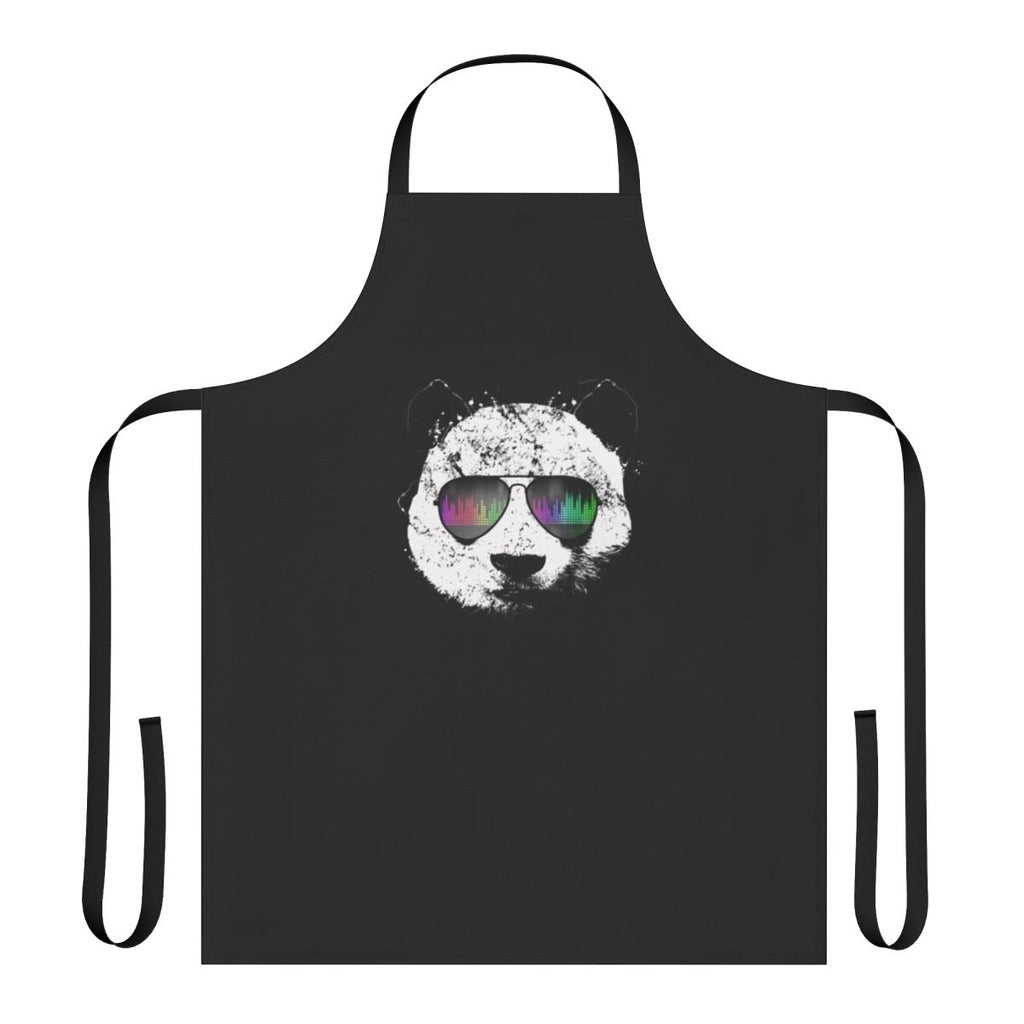 Whimsical illustration of a panda wearing sunglasses on a high-quality apron