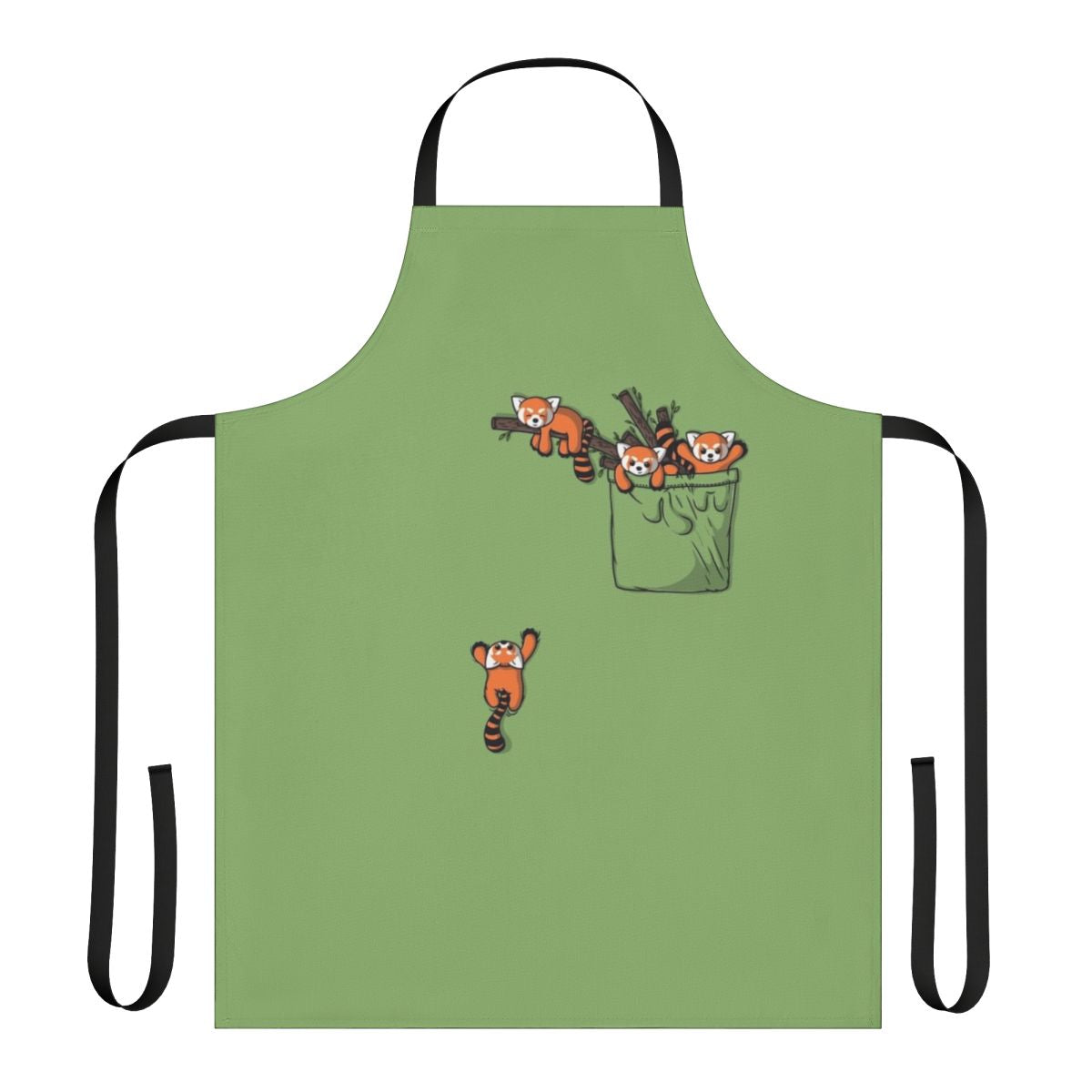 Vibrant red panda graphic printed on a cotton apron for kids