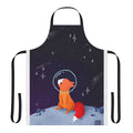 Whimsical apron featuring a cute space fox illustration against a starry galaxy backdrop