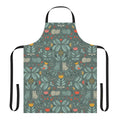 Colorful and unique Swedish folk-style apron featuring adorable cartoon cats, flowers, and other Scandinavian design elements.