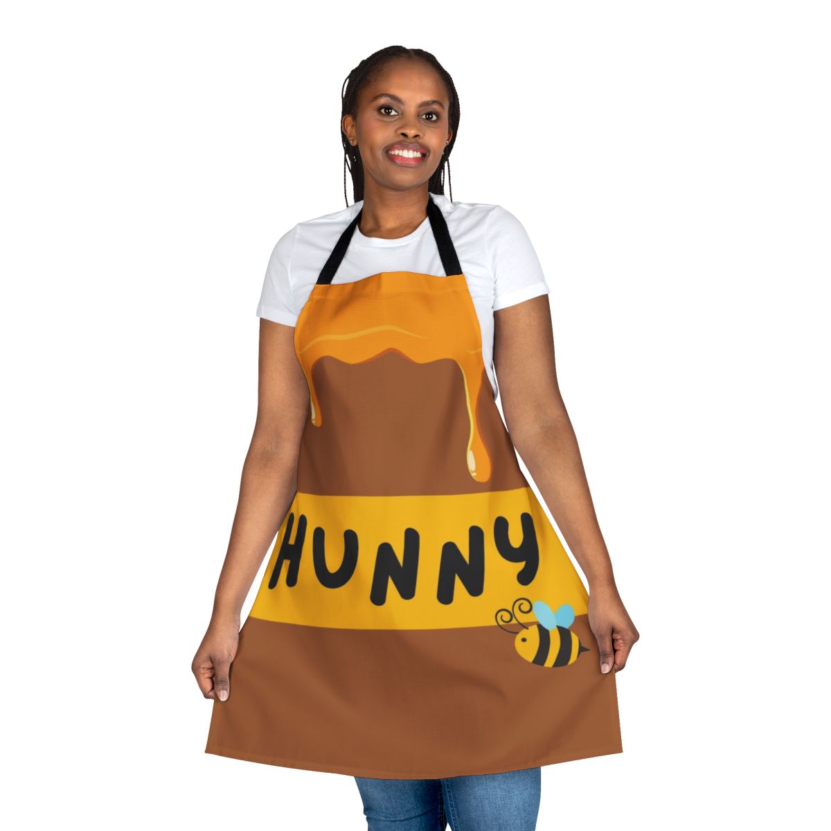 Winnie the Pooh-themed apron featuring a honey pot design