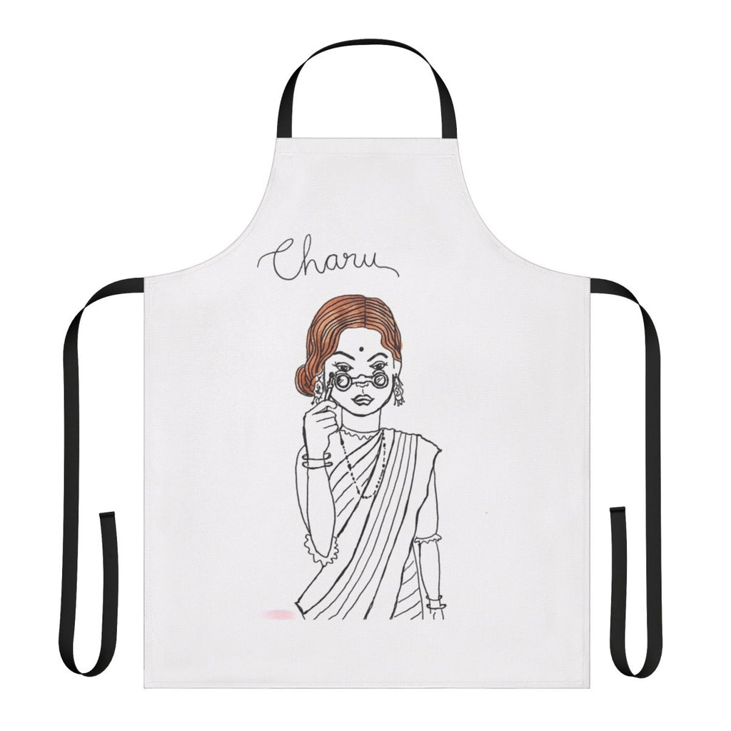 Charulata-inspired vintage apron with binoculars and movie references