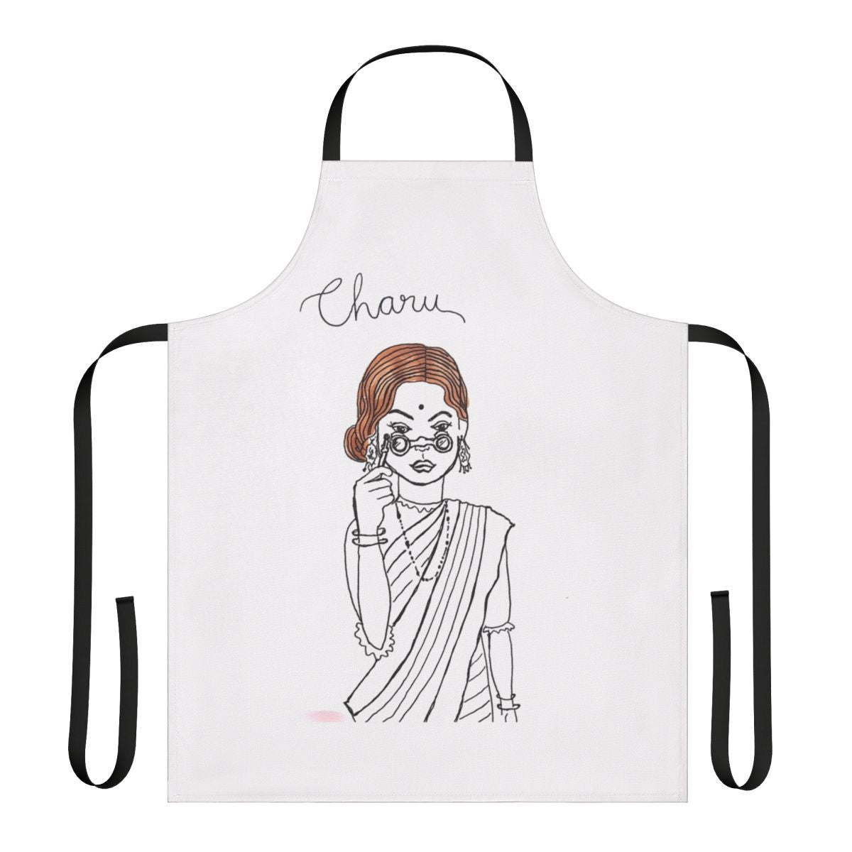 Charulata-inspired vintage apron with binoculars and movie references