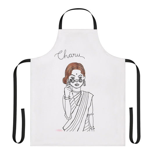 Charulata-inspired vintage apron with binoculars and movie references