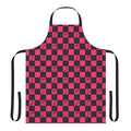 Checkerboard pattern apron with music notes and punk-inspired design