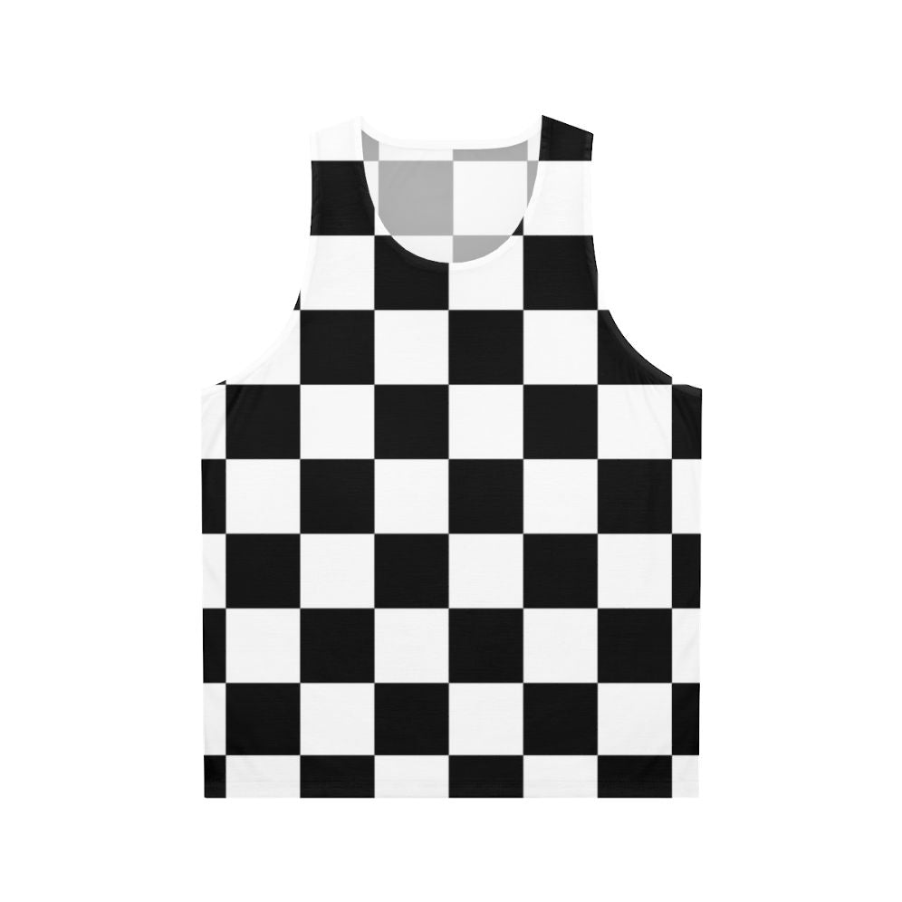 Checkered flag pattern unisex tank top for race winners and motorsports fans