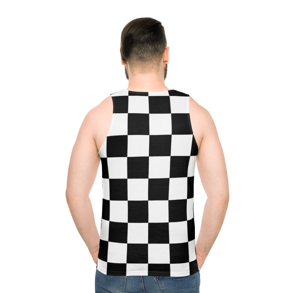 Checkered flag pattern unisex tank top for race winners and motorsports fans