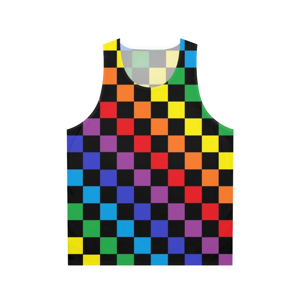 Checkered rainbow unisex tank top