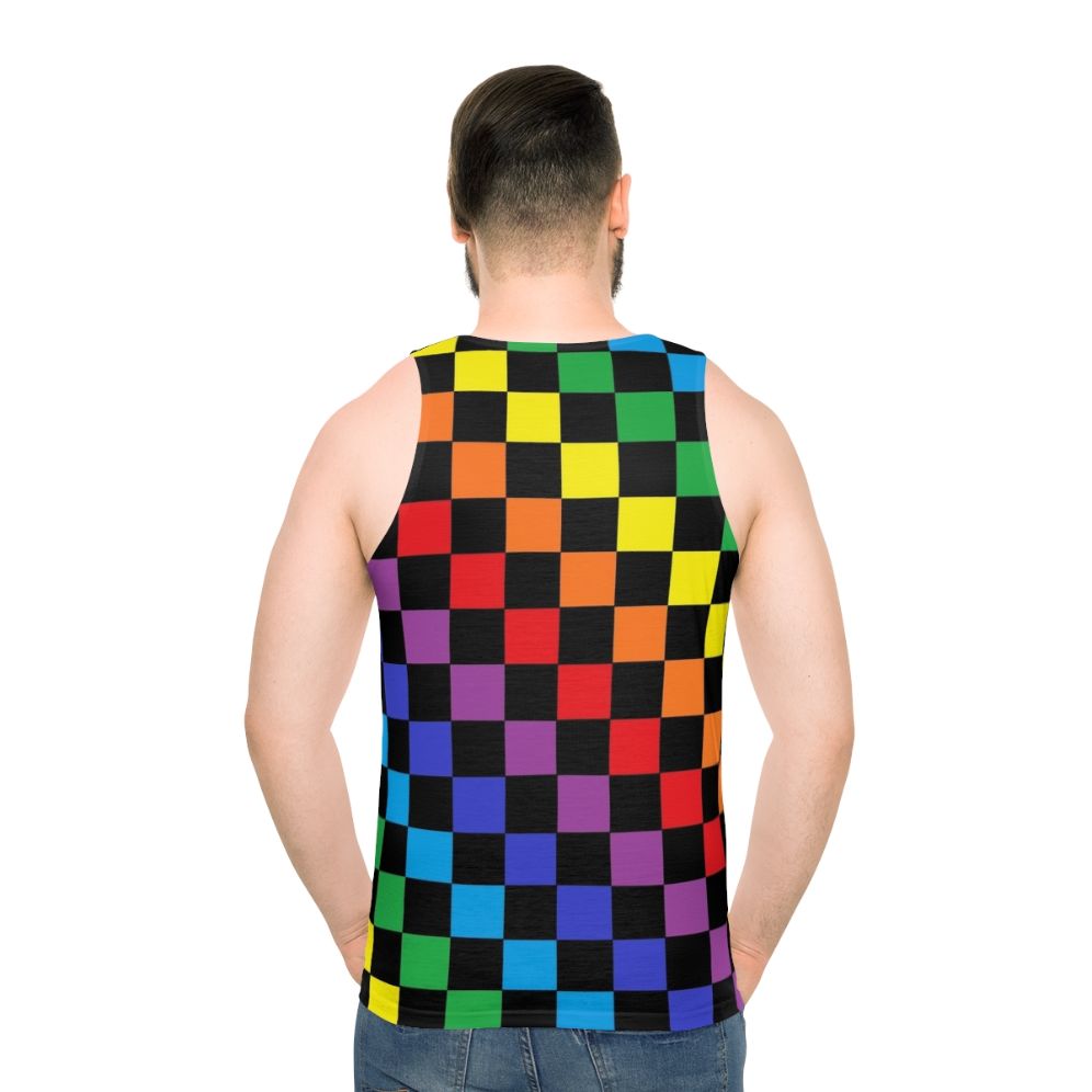 Checkered rainbow unisex tank top