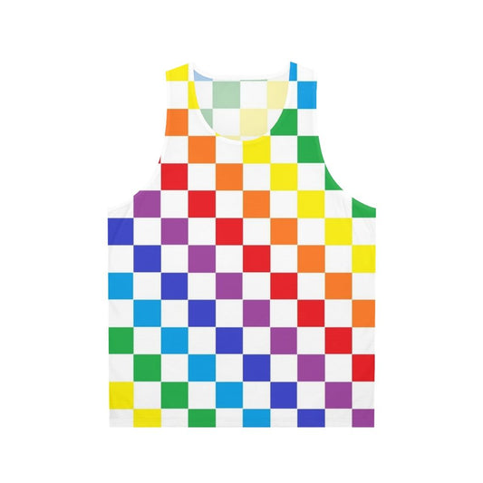 Checkered rainbow unisex tank top