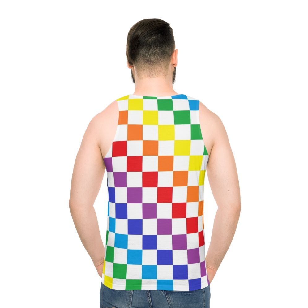 Checkered rainbow unisex tank top