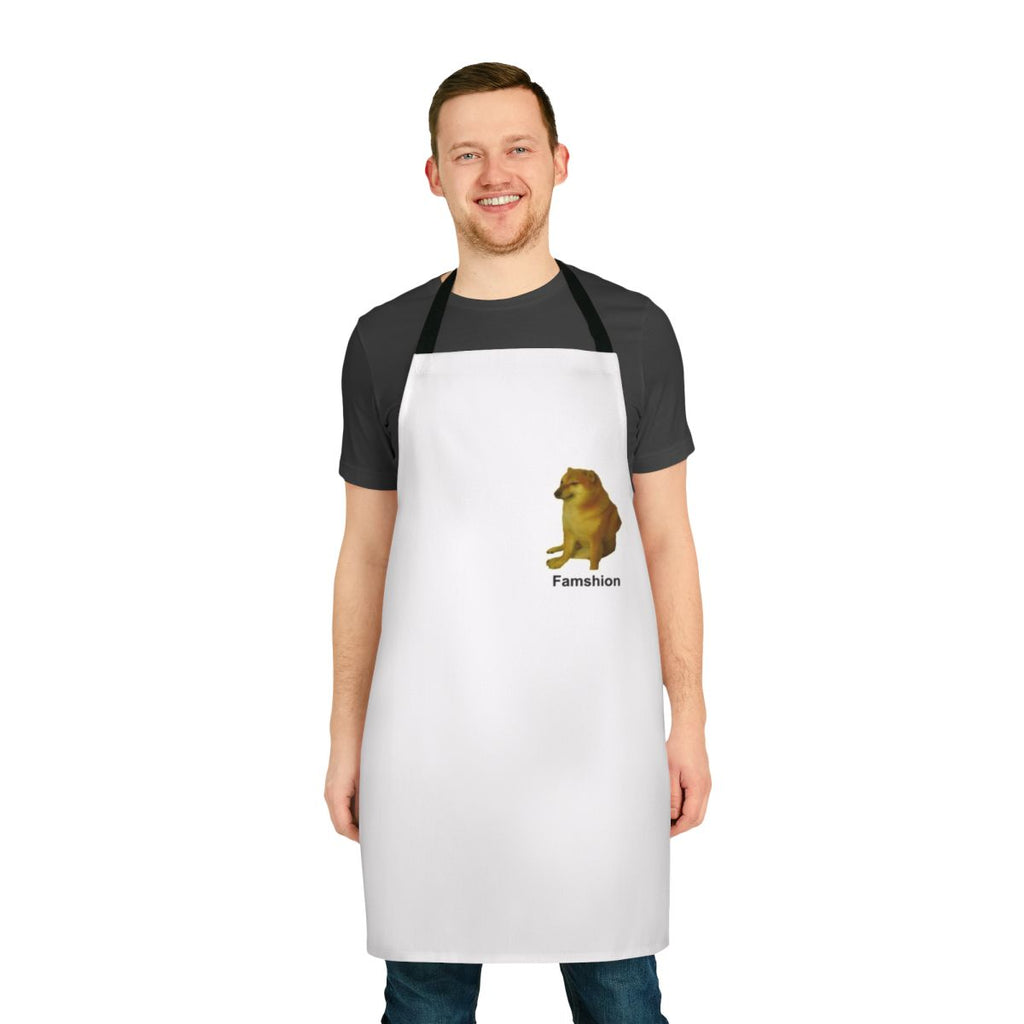 Cheems-themed apron with the popular Shiba Inu meme dog