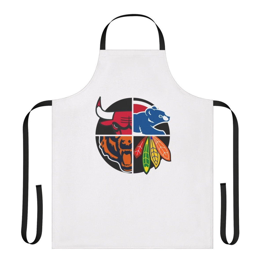 Stylish Chicago sports apron featuring team colors and logos