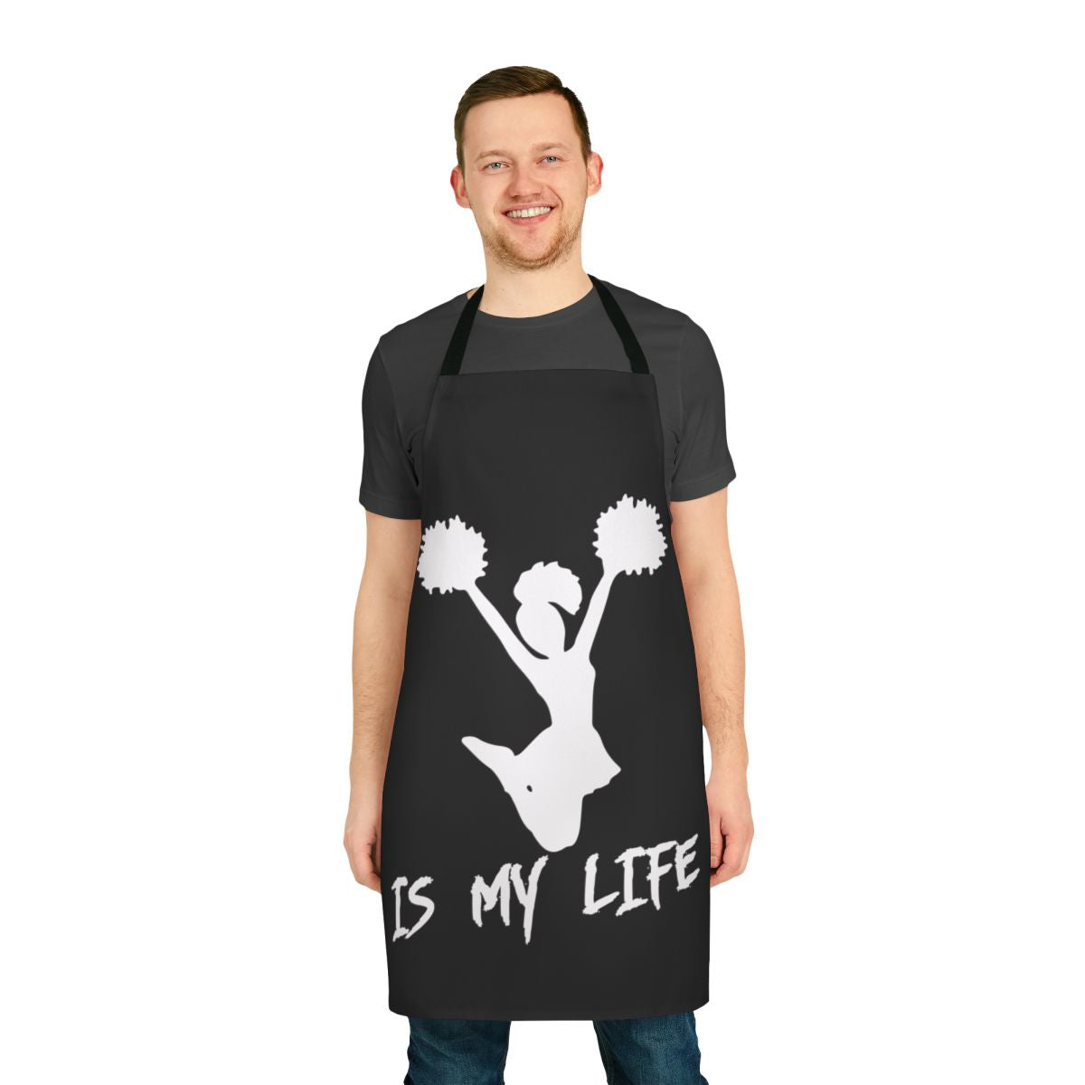 Cheerleading-themed apron with text "Cheerleading Is My Life"