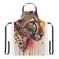 A durable and stylish cheetah print apron for cooking and baking