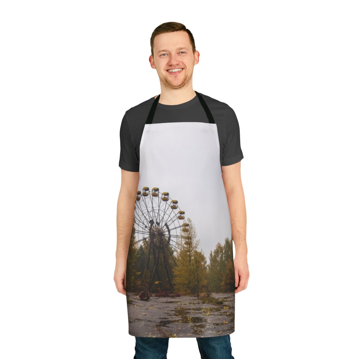 Chernobyl-inspired apron featuring the iconic Pripyat ferris wheel