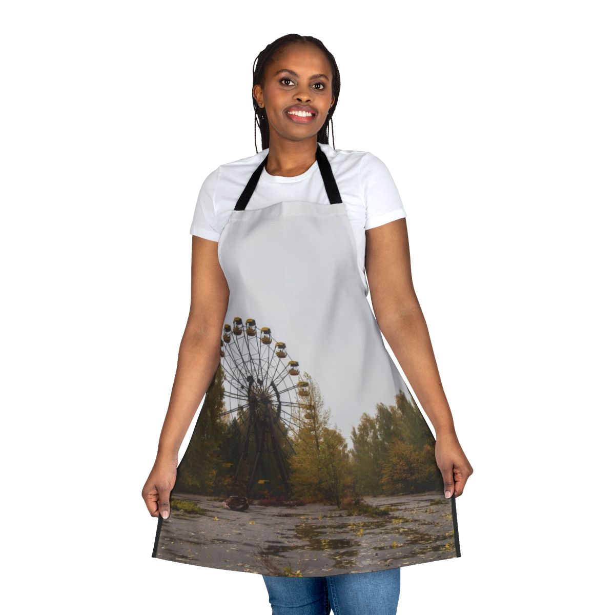 Chernobyl-inspired apron featuring the iconic Pripyat ferris wheel