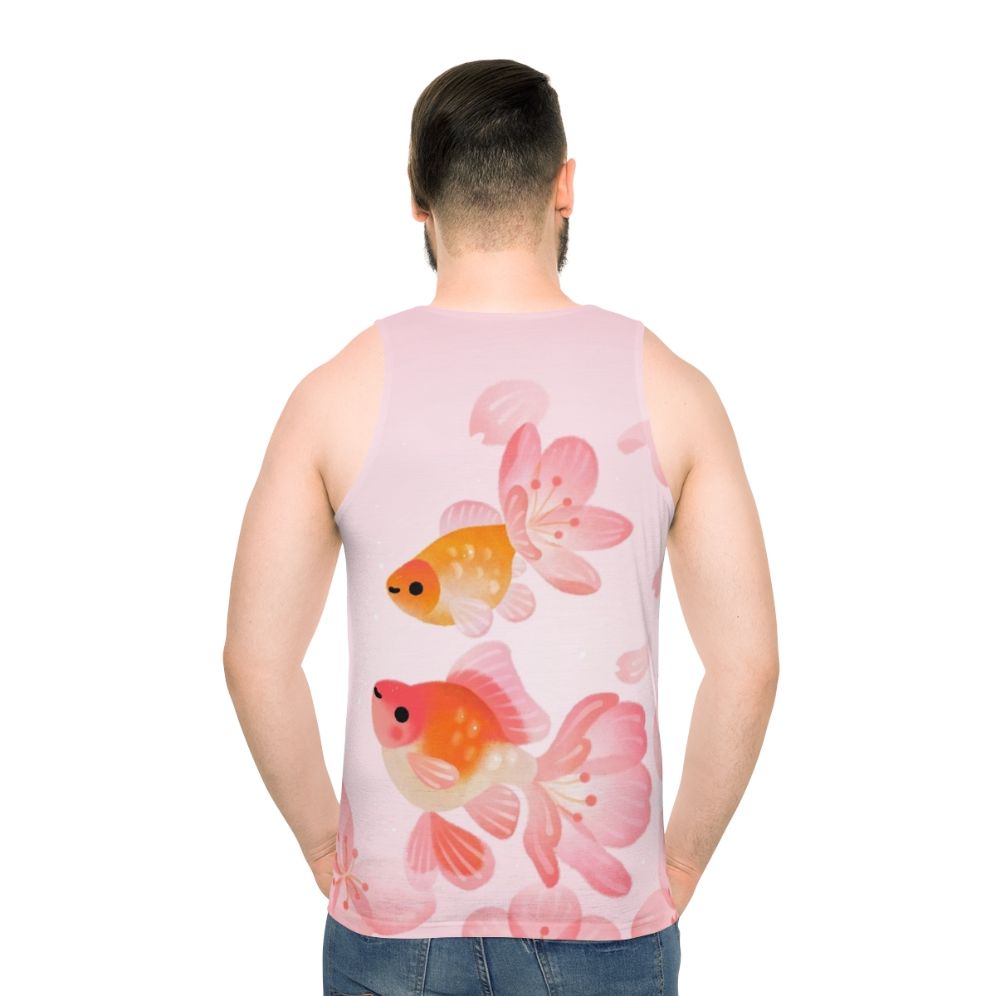 Cherry blossom goldfish print unisex tank top