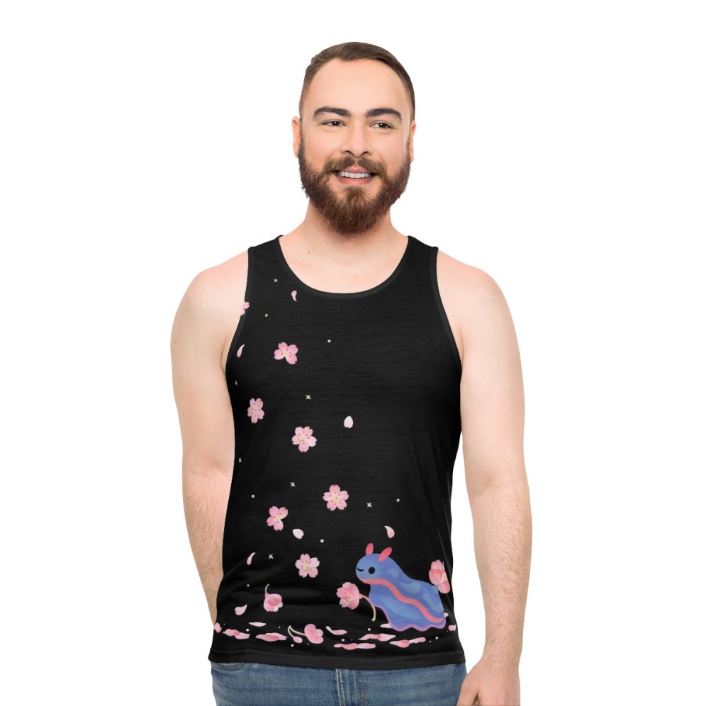 Cherry blossom sea slug unisex tank top