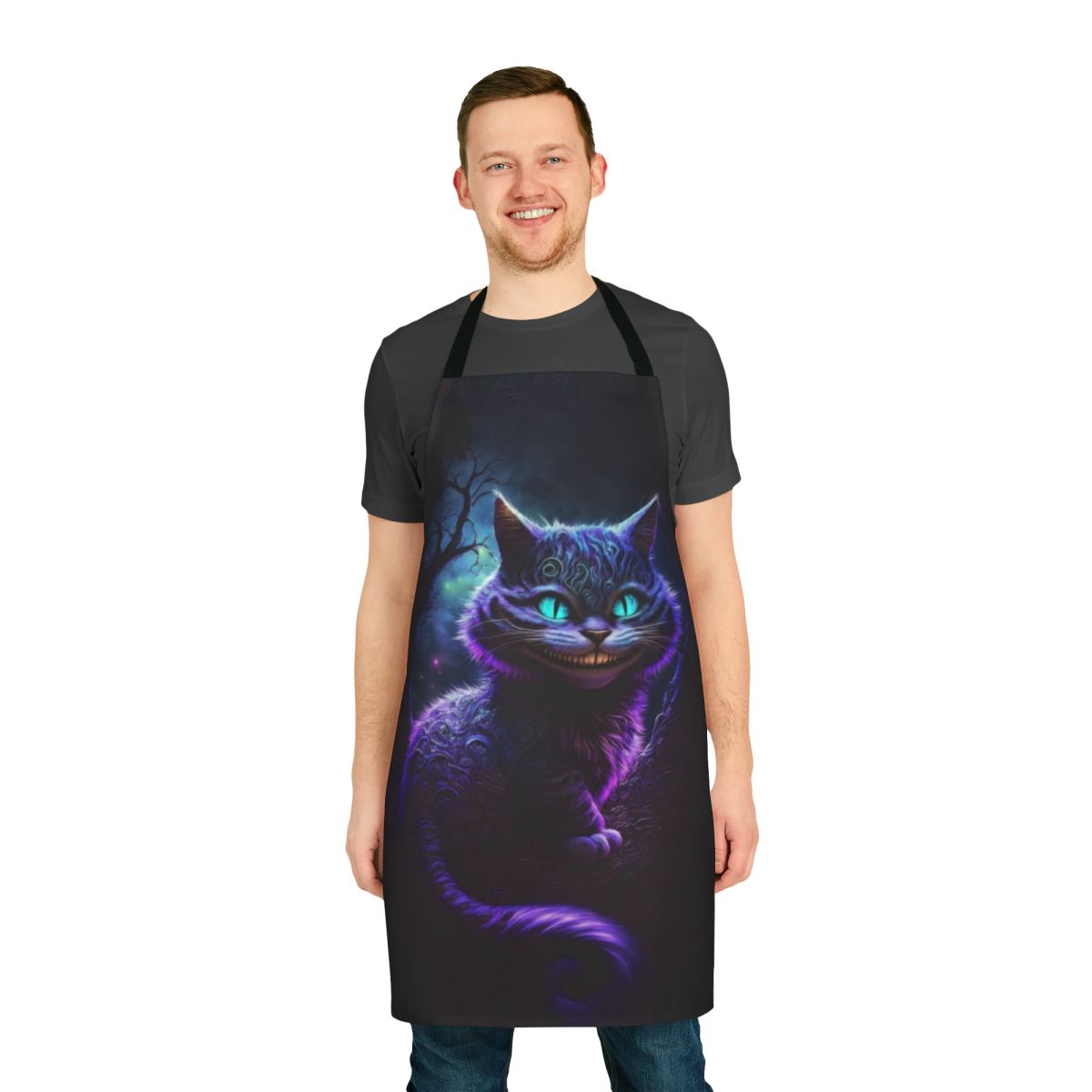 Cheshire Cat themed abstract design kitchen apron