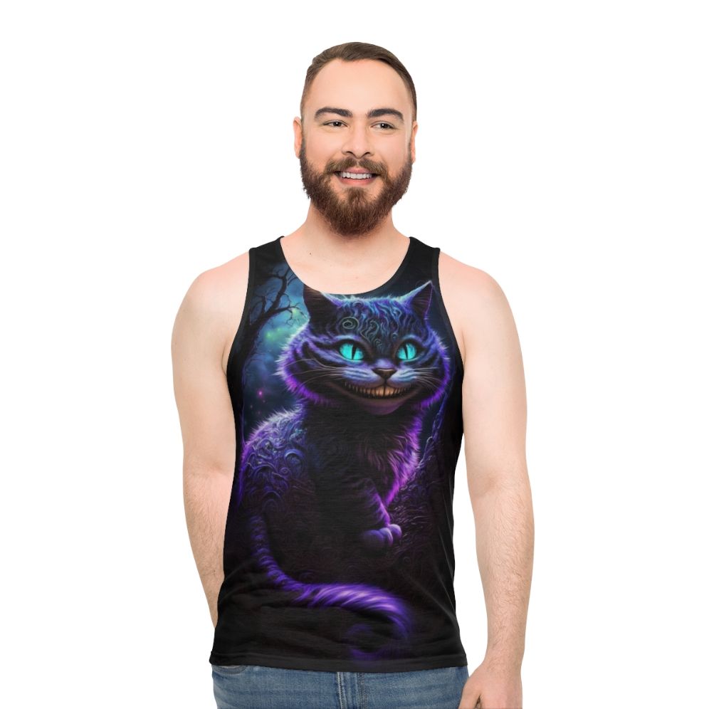 Cheshire Cat inspired unisex tank top with abstract design