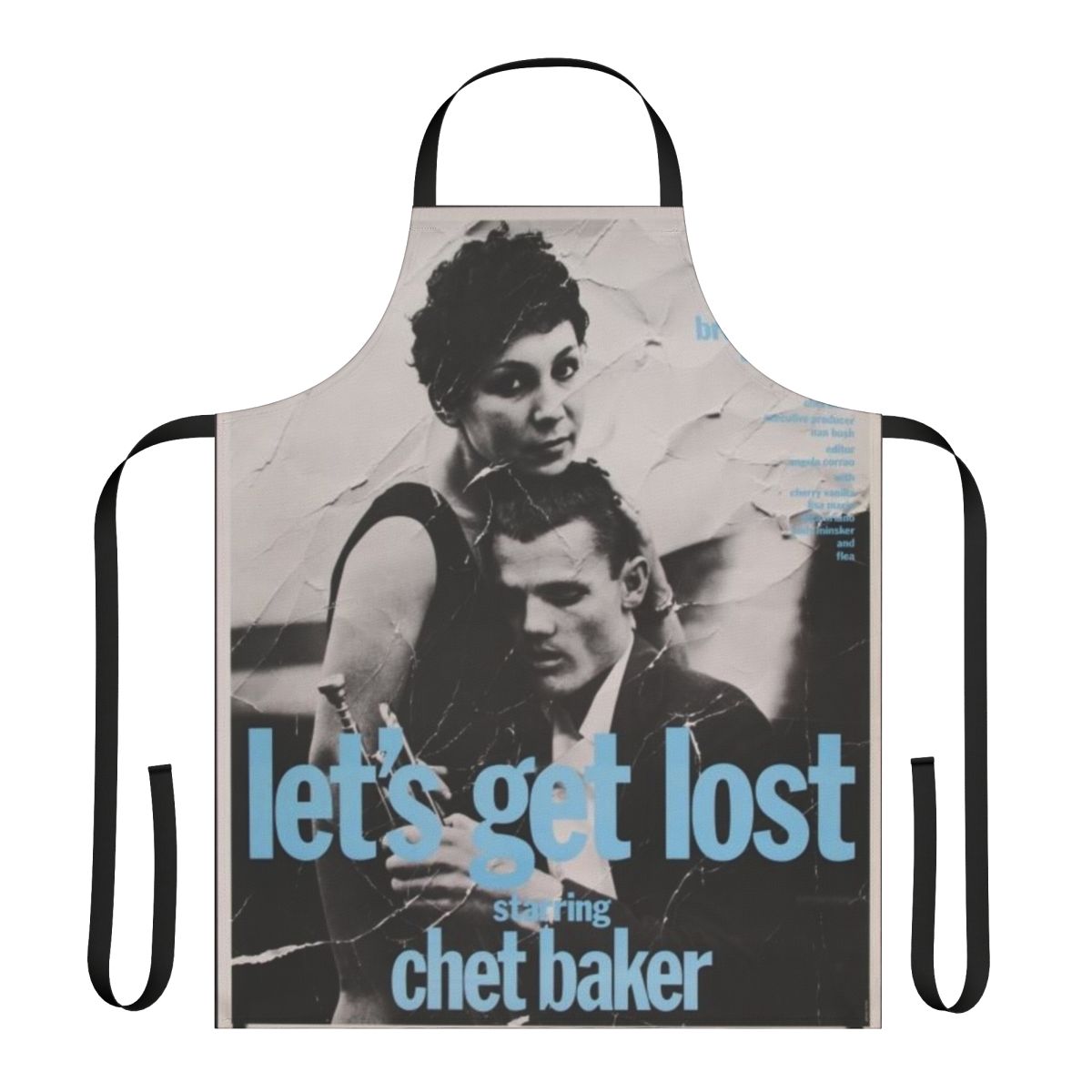 Chet Baker inspired jazz music apron with "Let's Get Lost" design