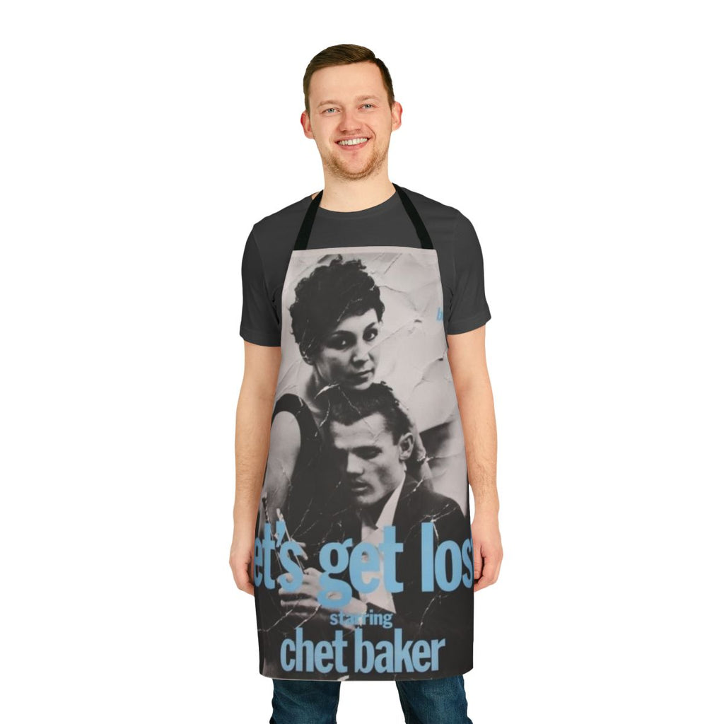 Chet Baker inspired jazz music apron with "Let's Get Lost" design