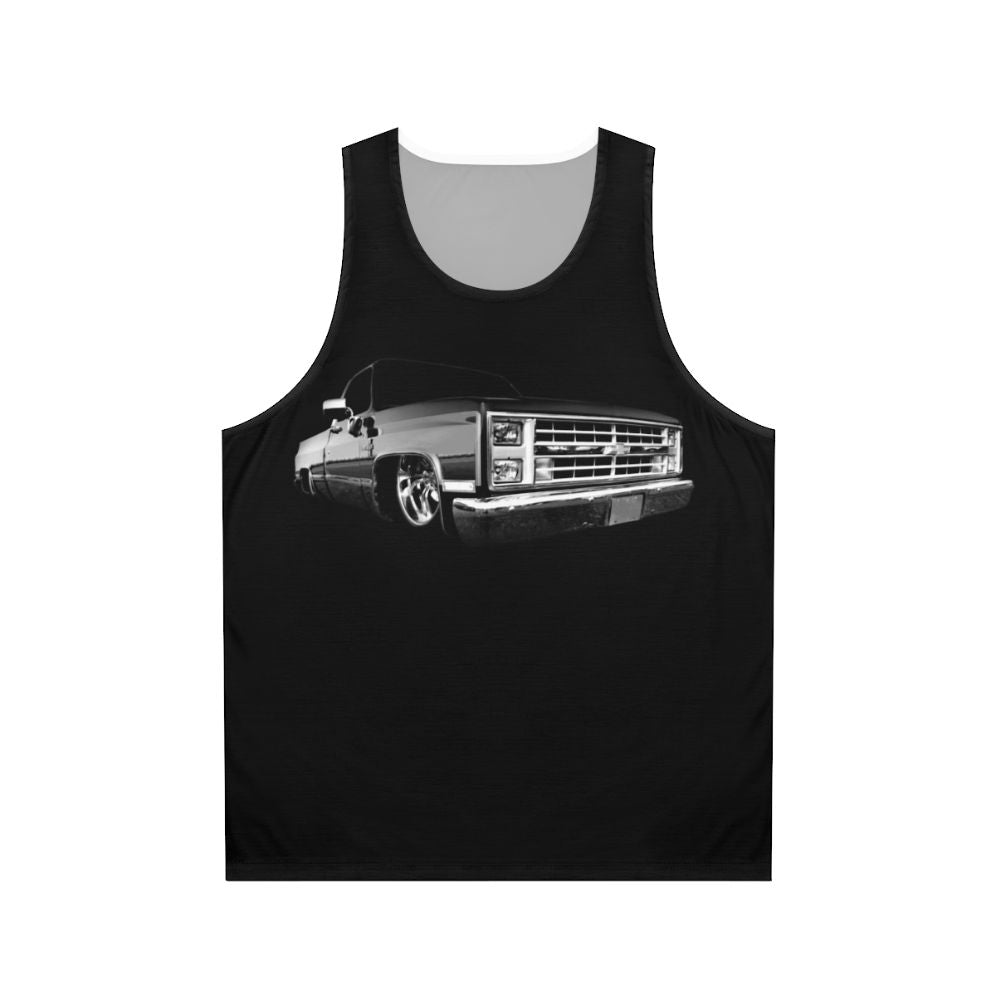 Chevy Silverado square body pickup unisex black tank top