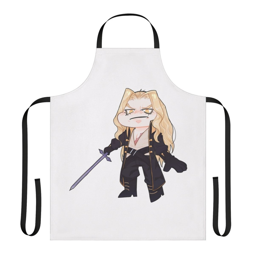 Chibi Castlevania anime-style apron featuring Alucard and Trevor Belmont