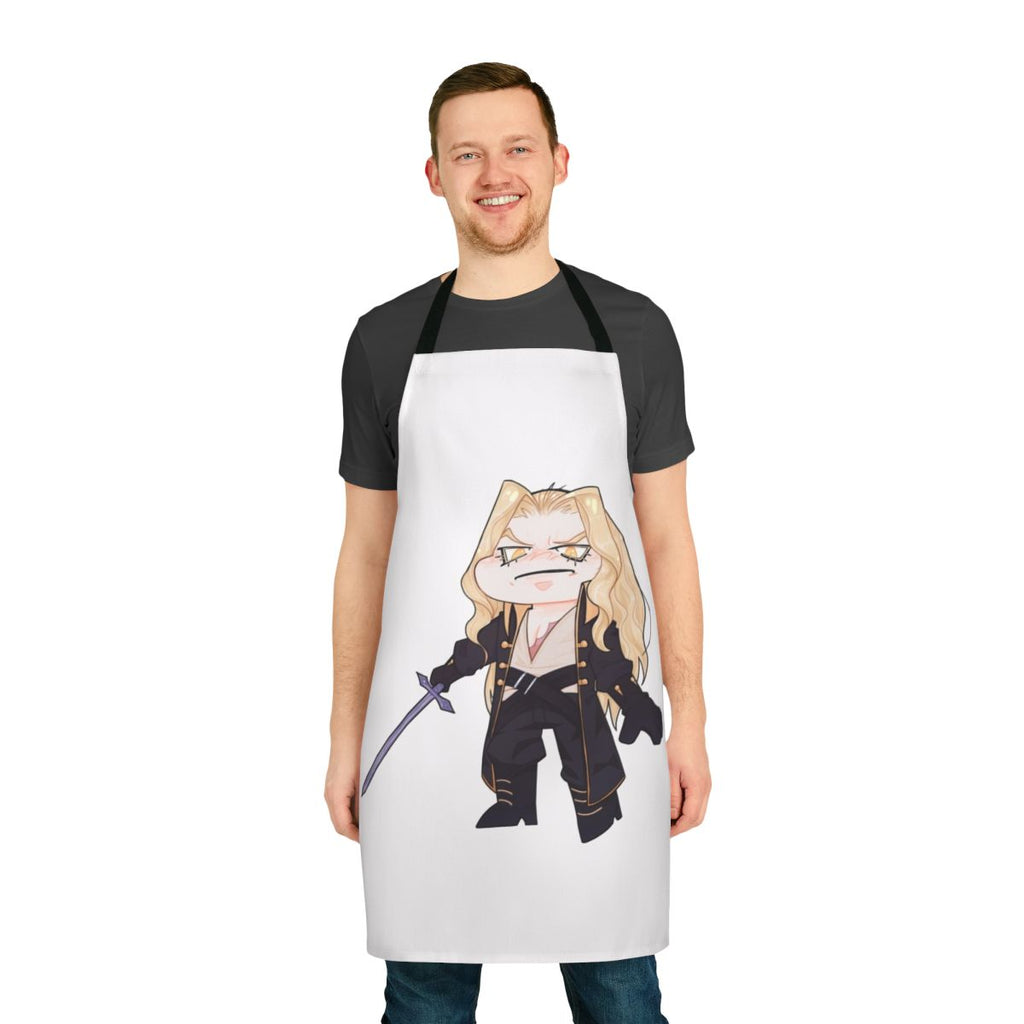 Chibi Castlevania anime-style apron featuring Alucard and Trevor Belmont