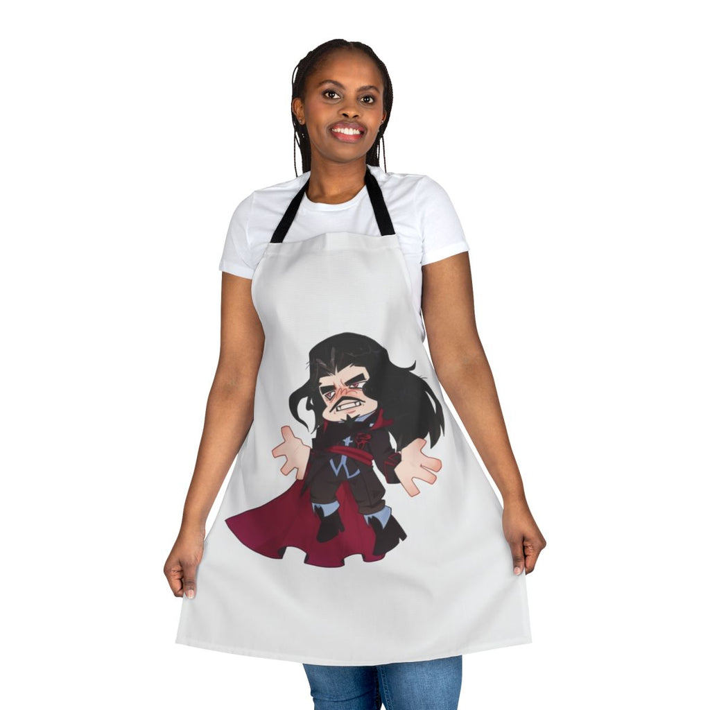 Chibi style Castlevania apron featuring Dracula and the Belmont clan