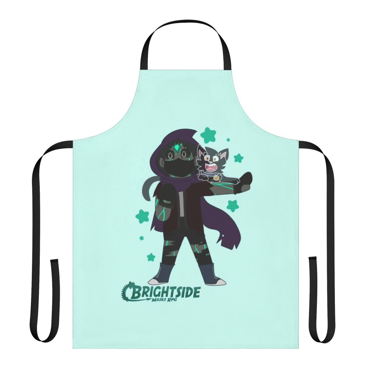 Chibi character apron featuring Brightside-inspired design