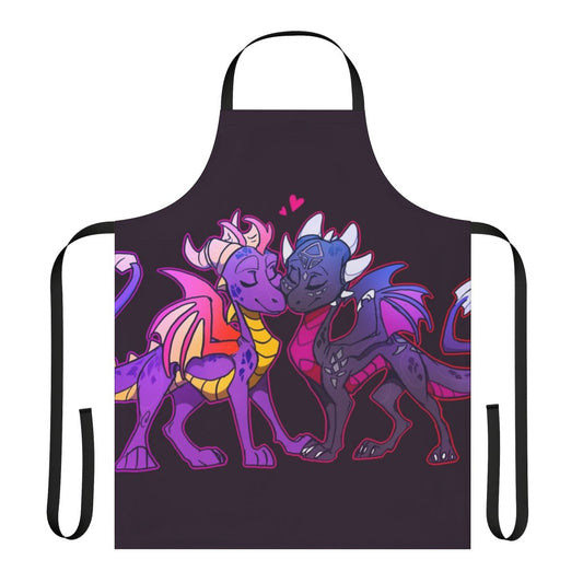 Chibi dragon themed apron with Spyro and Cynder inspired design