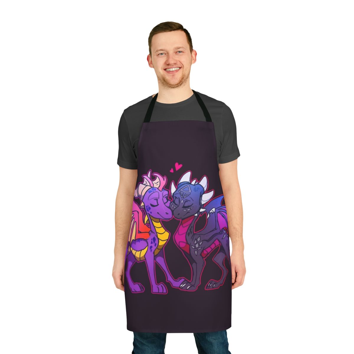 Chibi dragon themed apron with Spyro and Cynder inspired design