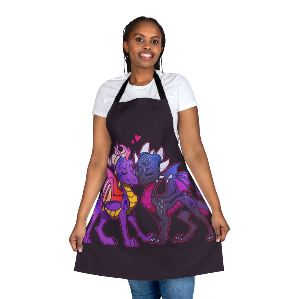 Chibi dragon themed apron with Spyro and Cynder inspired design