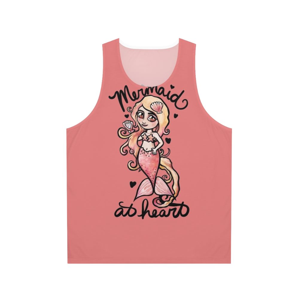Chibi mermaid tank top with heart design