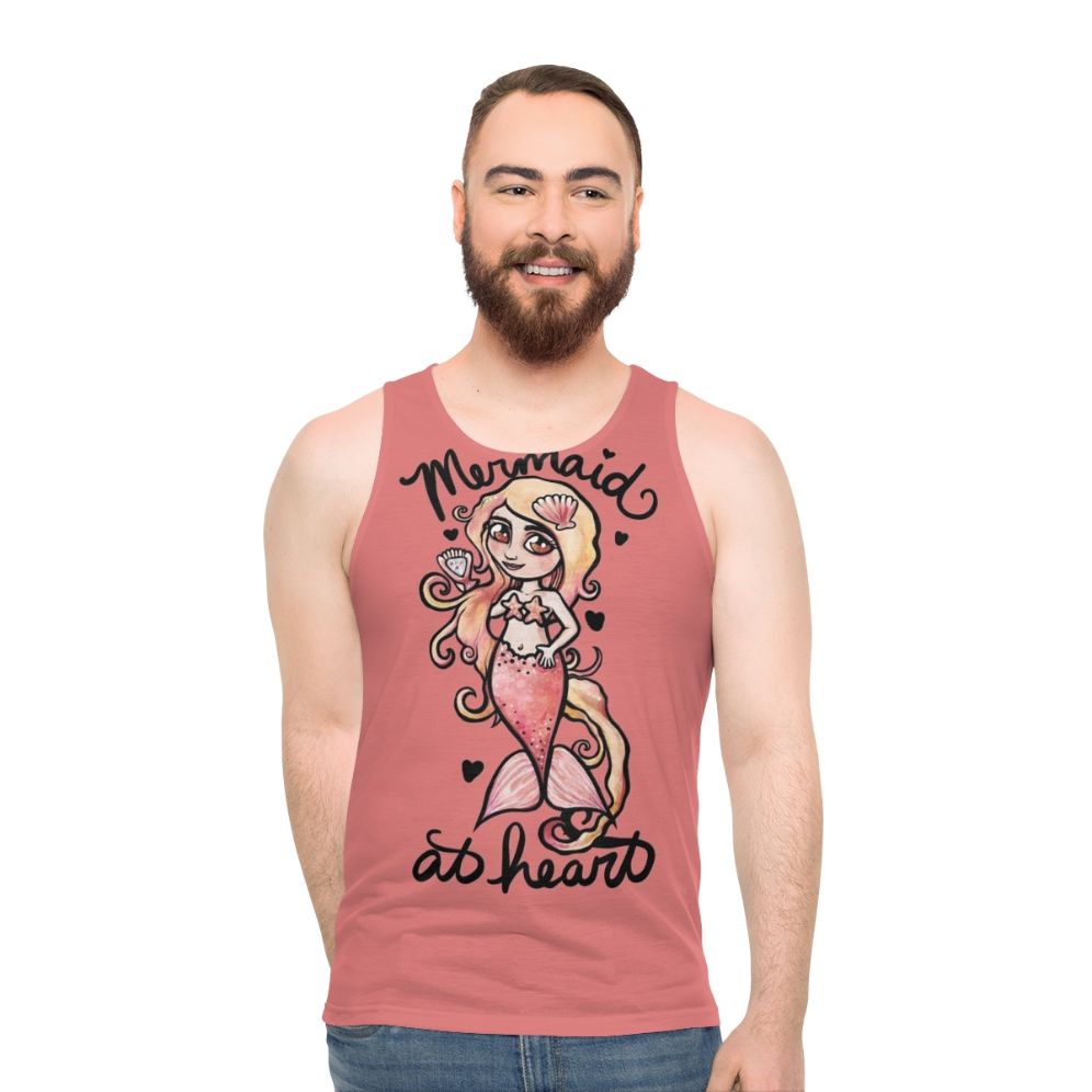 Chibi mermaid tank top with heart design