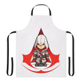 Chibi-style Assassin's Creed themed apron with the franchise's iconic logo