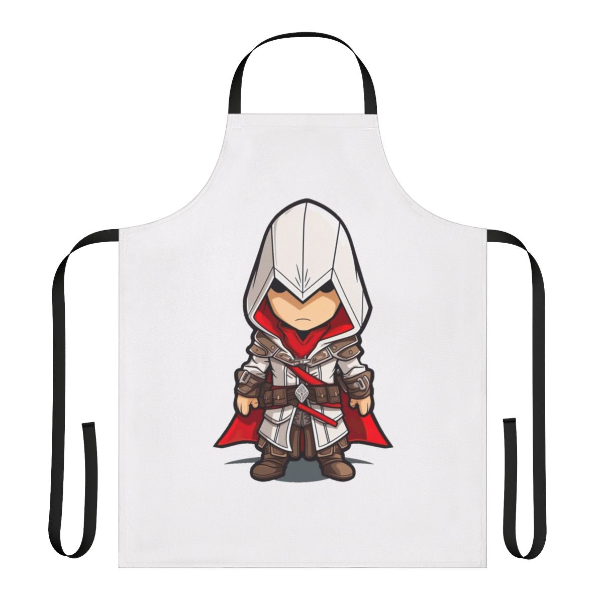 Assassin's Creed-inspired chibi-style apron with character graphics