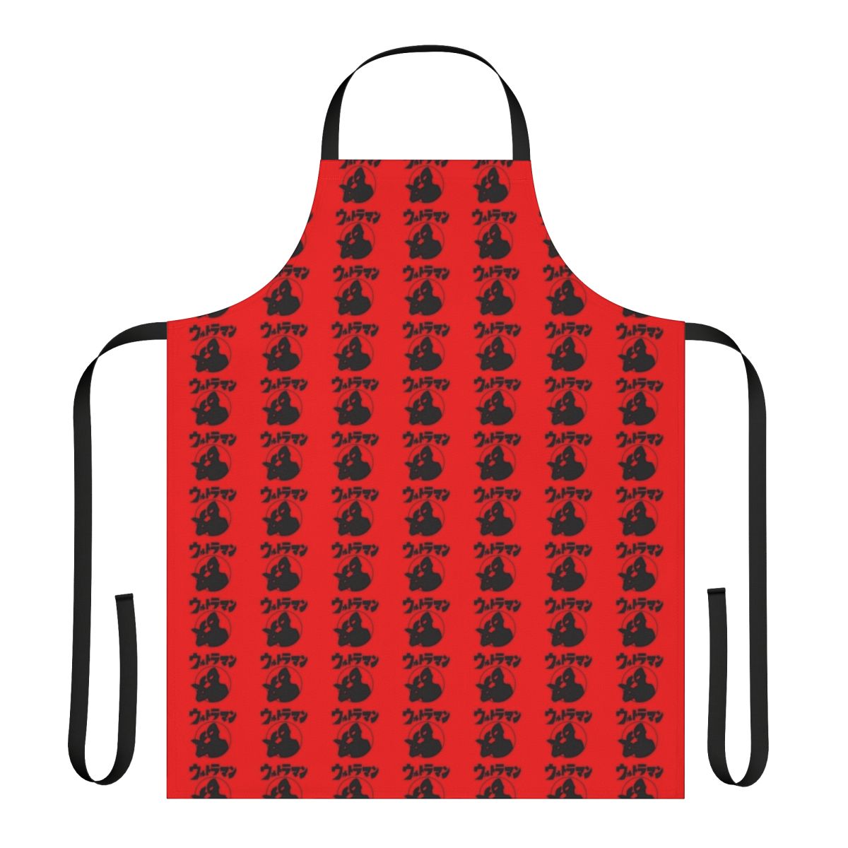 Chibi ultraman kaiju monster design on a high-quality apron