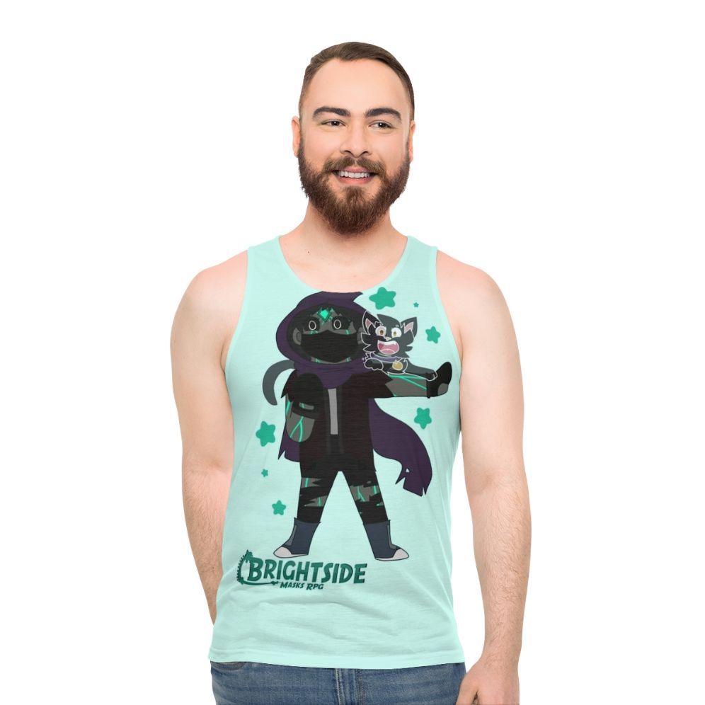 Chibi-inspired unisex tank top for superhero and villain RPG fans