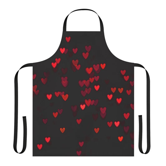 Stylish red and black apron with heart design