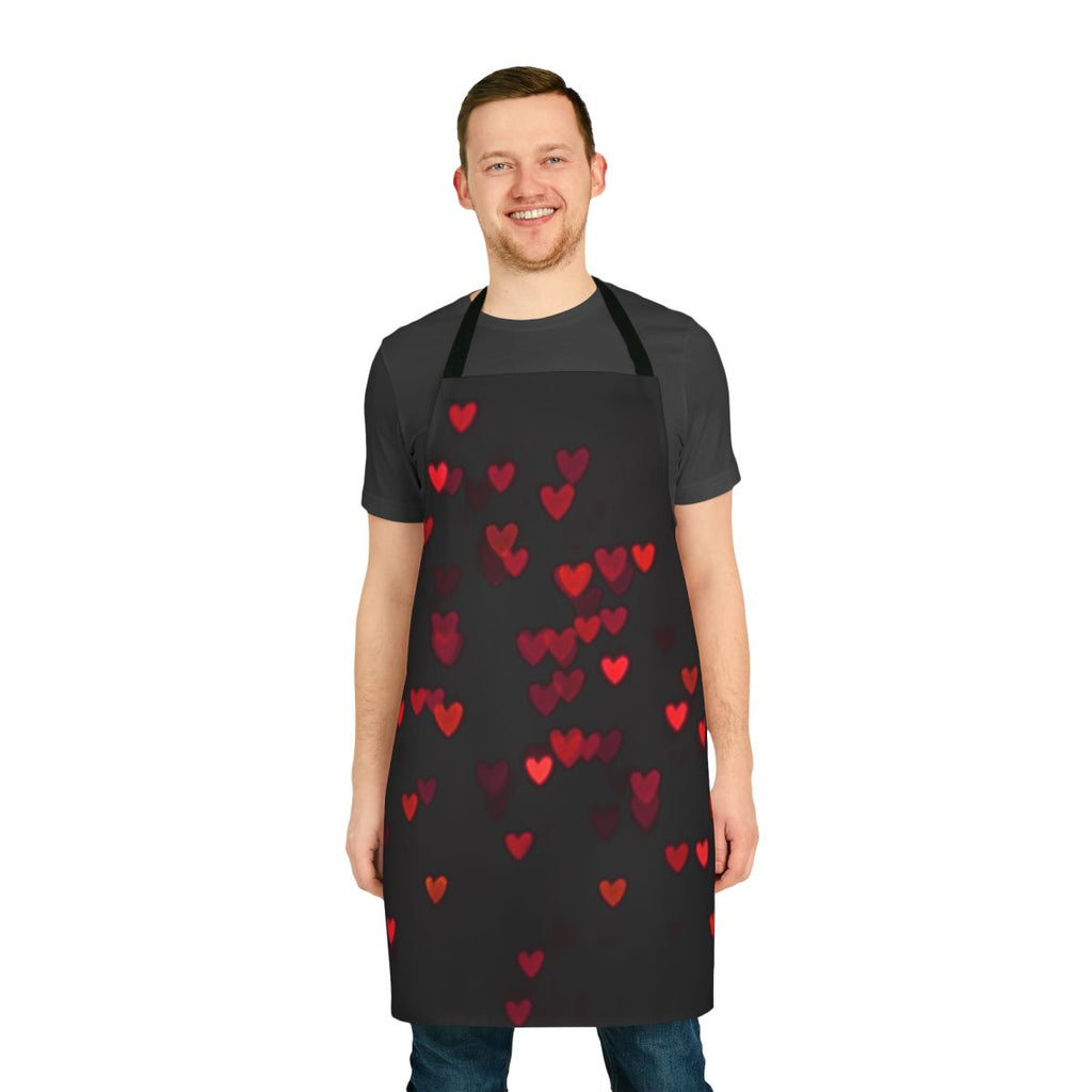 Stylish red and black apron with heart design