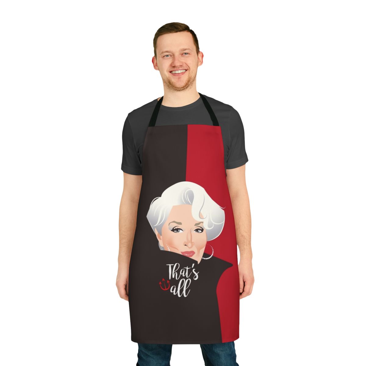 Chic apron inspired by Miranda Priestly's iconic fashion from The Devil Wears Prada, designed by Alejandro Mogollo.