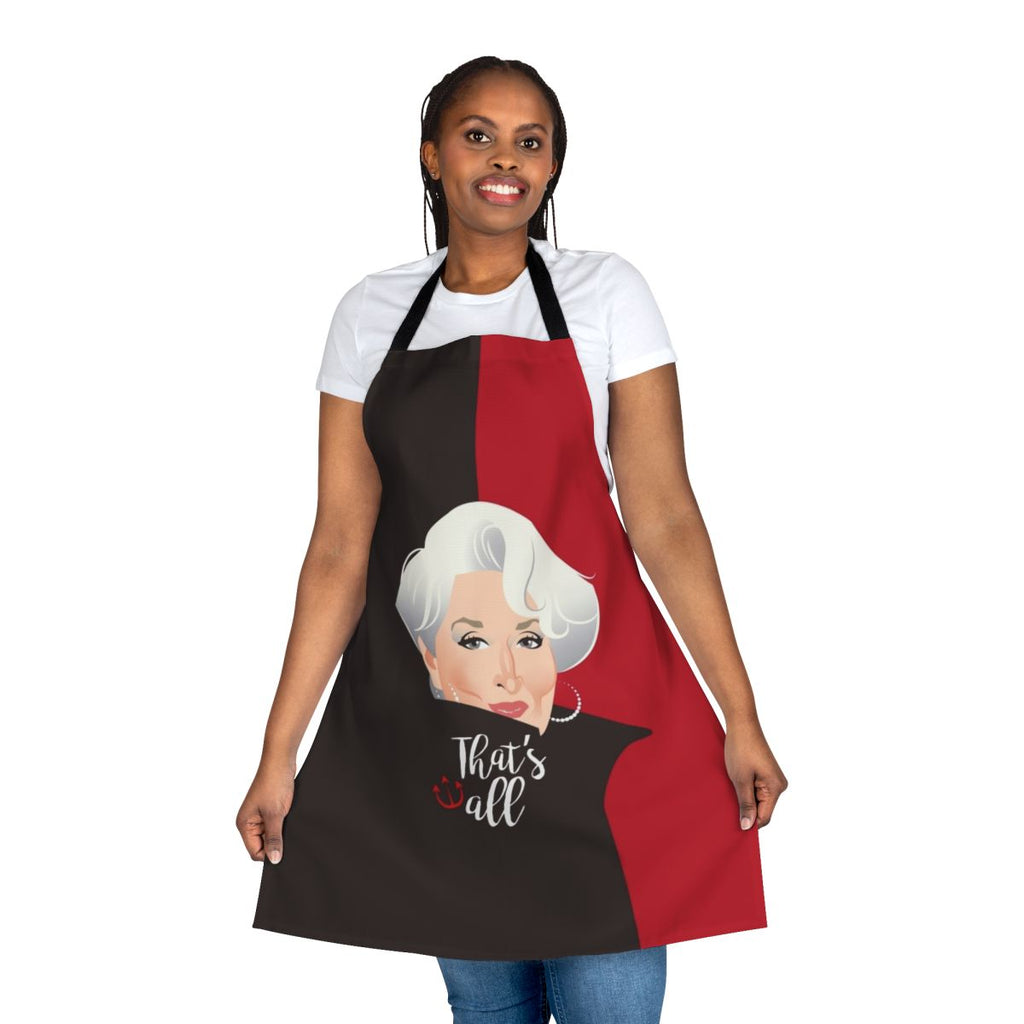 Chic apron inspired by Miranda Priestly's iconic fashion from The Devil Wears Prada, designed by Alejandro Mogollo.