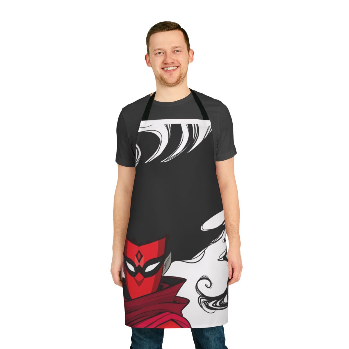 A stylized apron featuring the shadowy villain Shadow Weaver from the She-Ra and the Princesses of Power animated series
